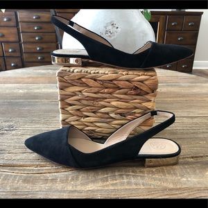 Tory Burch Black Classic Point Toe Slingbacks